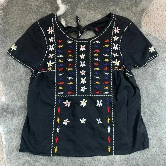 Madewell Embroidered Tie Back Cut Out Top - Picture 5 of 12